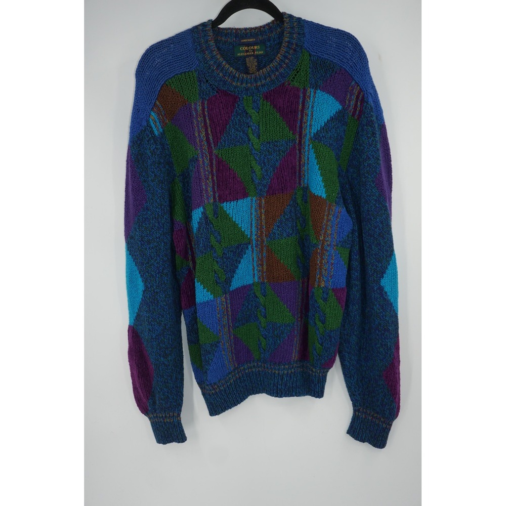 Vintage Colours By Alexander Julian Sweater Mens Large Multicolor‎ Geometric 80s